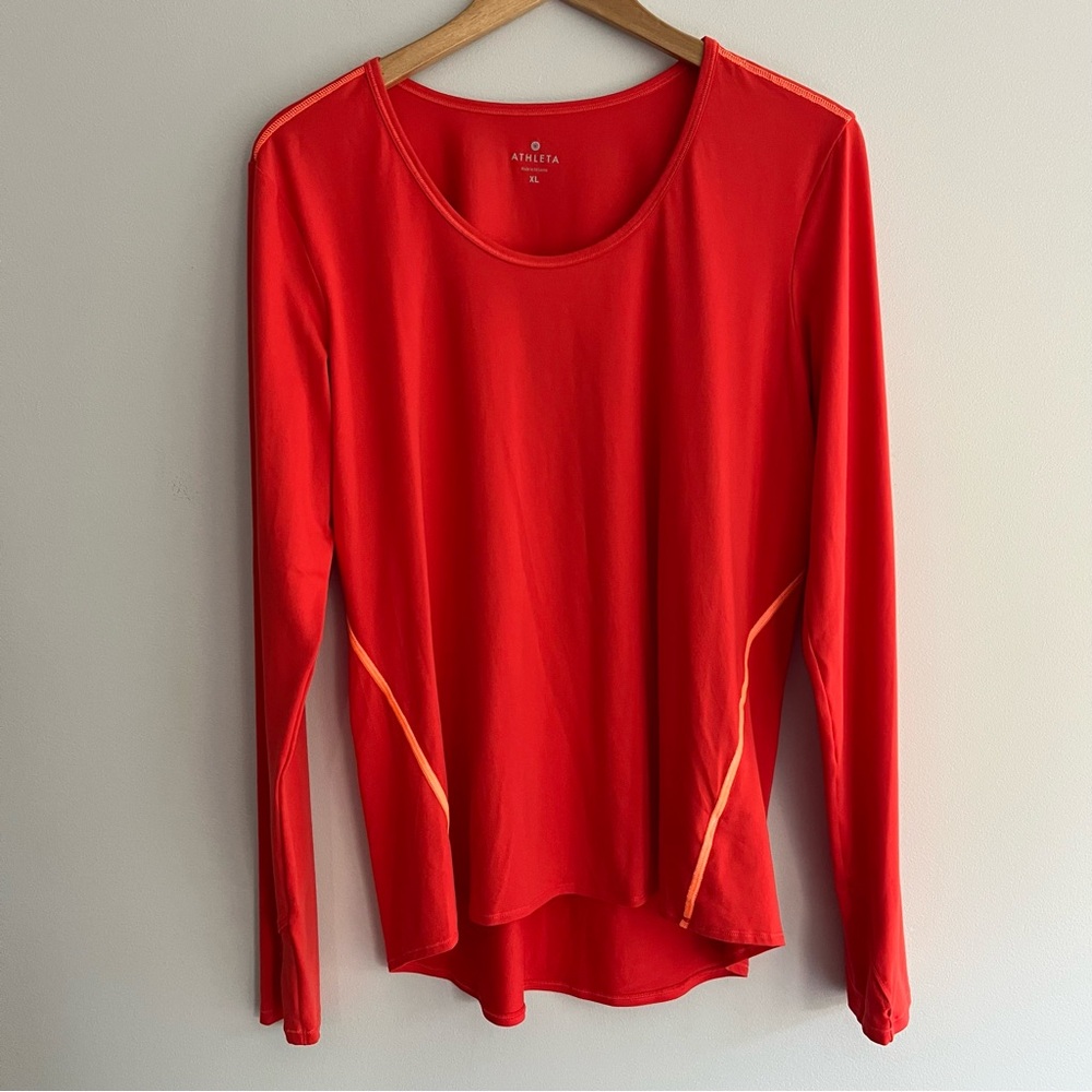 Athleta Bright Orange Long Sleeve Layering Tee Extra Large